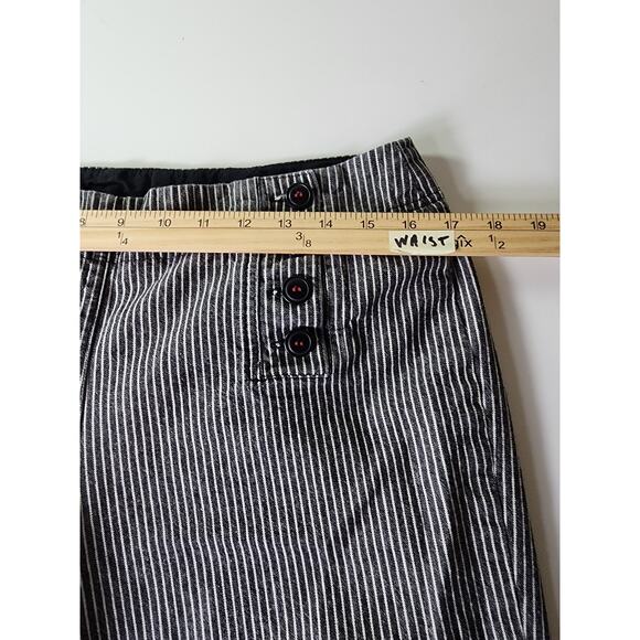 LARRY LEVINE Black White Thin Stripe Bermuda Cotton Capri Pants SZ 12 - Picture 7 of 9